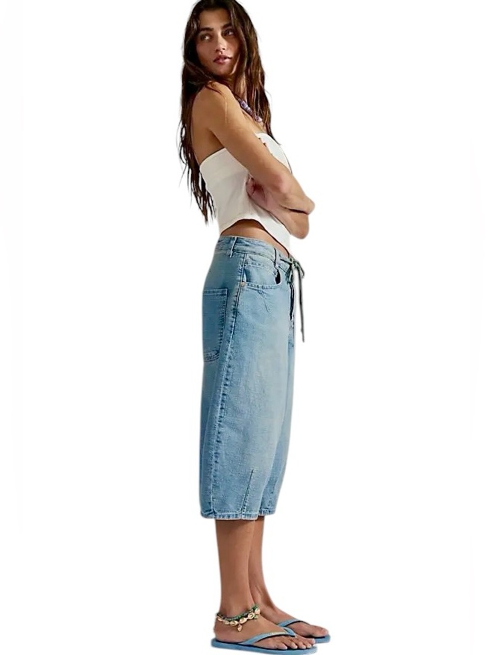 NWT Free People x We The Free Amanda Cropped Barrel Denim Jeans in Amor Waist - Picture 2 of 11